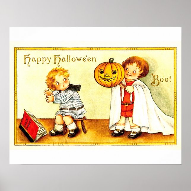 Vintage Kids Happy Halloween Poster (Frente)