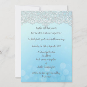 Vintage lace blue aqua convite de casamento elegan