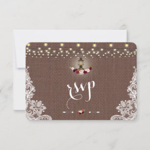 Vintage Lace Burlap String Lights Weding RSVP