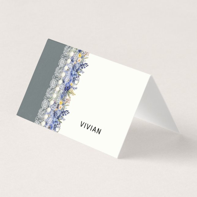 Vintage Lace E Pearls Placa Floral (Frente)