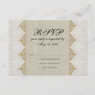 Vintage Lace Linen Rustic Wedding RSVP