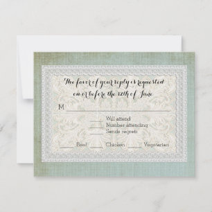 Vintage Lace Rustic Elegante Blue Cream RSVP