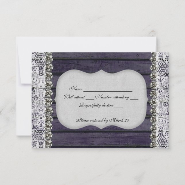 Vintage Lace Wood Rhinestone rsvp com envelope (Frente)