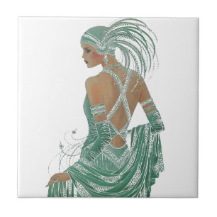 Vintage Ladies indo Impressão de Arte Verde
