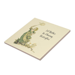 Vintage Lady Buscando Borboletas