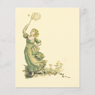 Vintage Lady Buscando Borboletas Papel Escrapbook