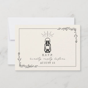 Vintage Lantern Rustic Weding RSVP Card