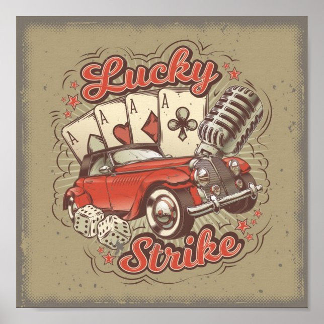 Vintage Las Vegas Lucky Strike Poster (Frente)
