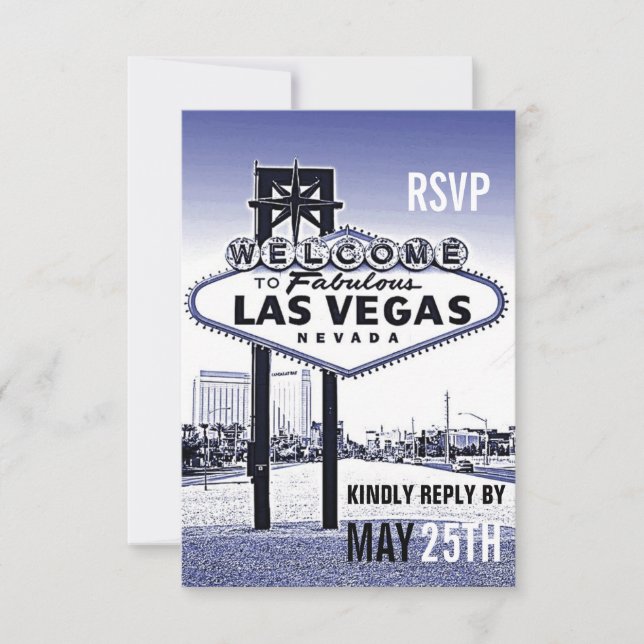 Vintage Lavanda Azul Las Vegas RSVP de Casamento (Frente)
