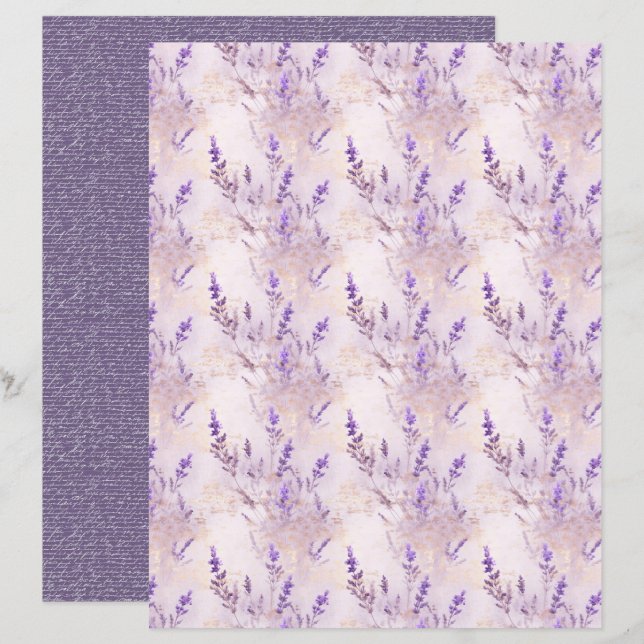 Vintage Lavender Journal Paper Sheet (Frente/Verso)