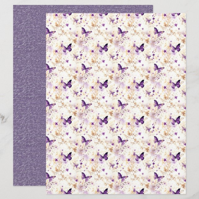 Vintage Lavender Journal Paper Sheet (Frente/Verso)