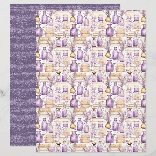 Vintage Lavender Journal Paper Sheet (Frente/Verso)