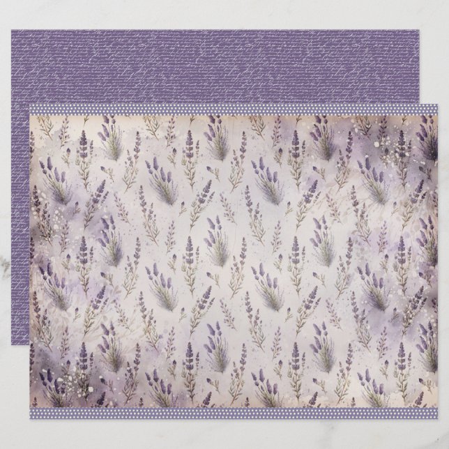 Vintage Lavender Journal Paper Sheet (Frente/Verso)