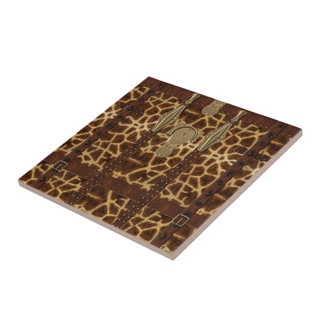 Vintage Leather Tribal Giraffe Animal Print (Lateral)