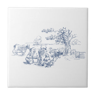 Vintage Leiteiras Vacas-ordenha Delft Blue White