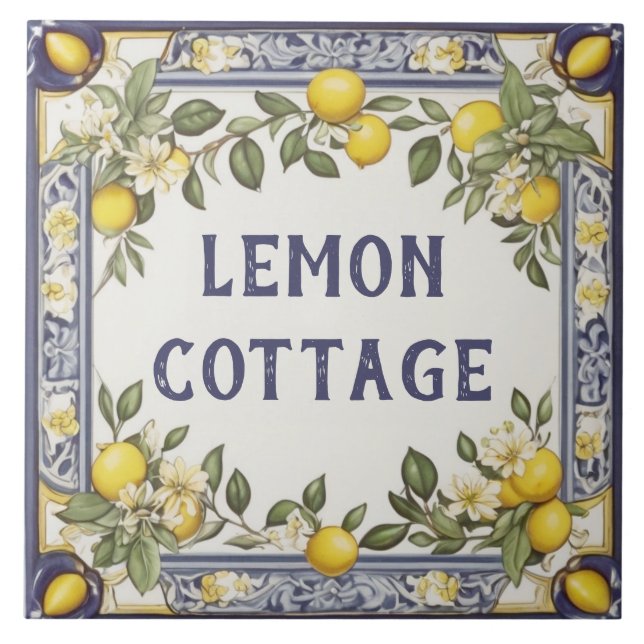 Vintage Lemons - Sinal de Placa de Nome Personaliz (Frente)