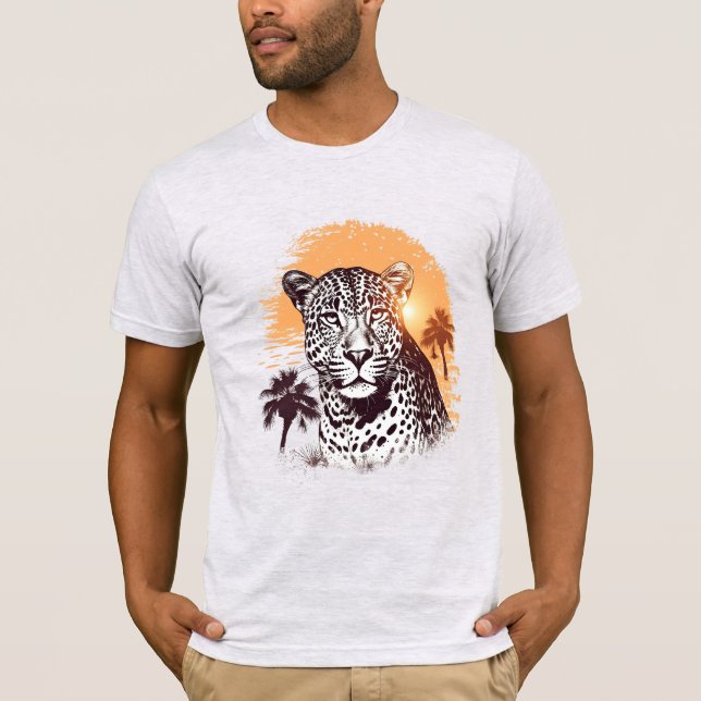 Vintage Leopard na camiseta Sunset (Frente)