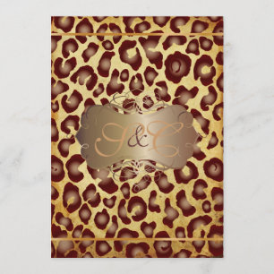 Vintage Leopard +pérolas de pérolas Convites de Ca