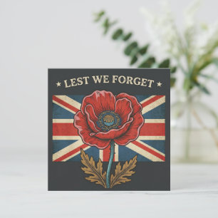Vintage "Lest We Forget" Dia da Lembrança Papoula