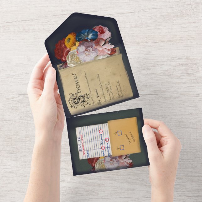 Vintage Library Book All in One Chá Invite (Tearaway)
