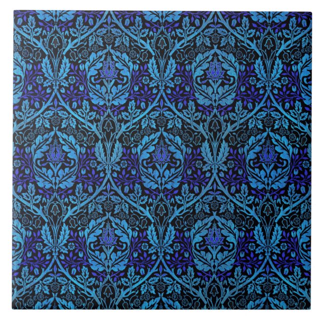 Vintage Linda Arte Azul Padrão Nouveau (Frente)