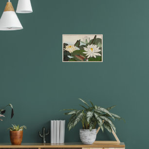 Vintage - Lírios de Impressão de água japoneses