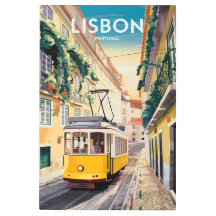 Vintage Lisbon Tram Metal Wall Art - Portugal Trav
