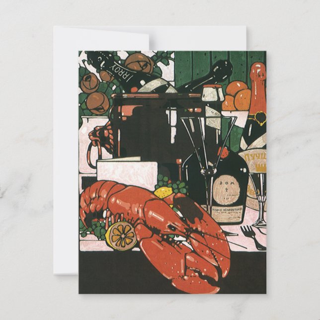 Vintage Lobster Champagne; Partido Elegante Rico (Frente)