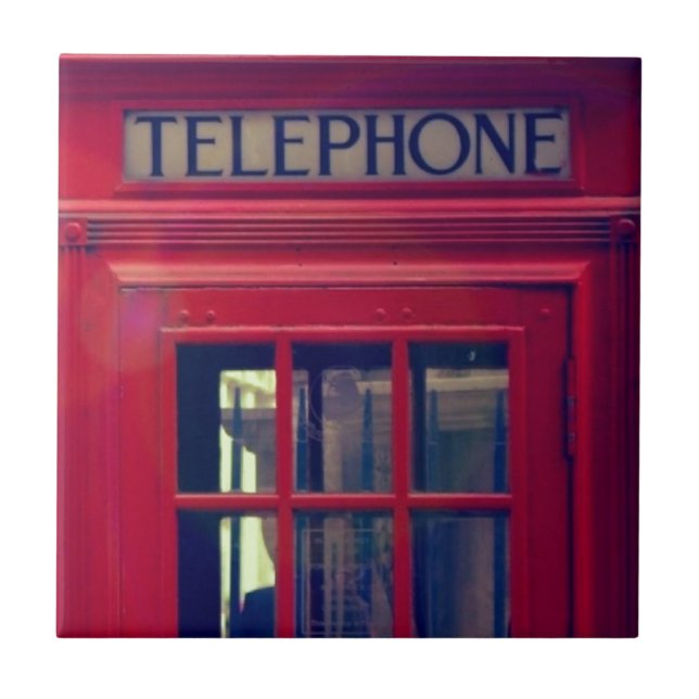 Vintage London City Red Public Telephone Booth (Frente)