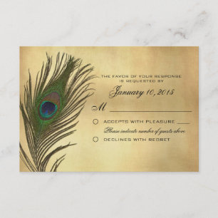 Vintage Look Peacock Feather RSVP Personalizado