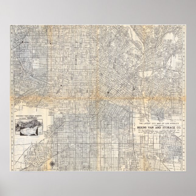 Vintage Los Angeles Map Poster 1942 (Frente)