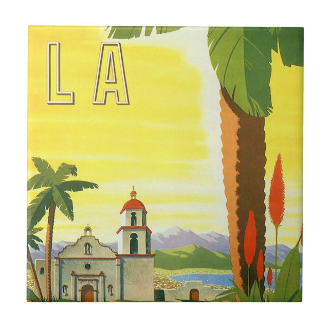 Vintage Los Angeles, Missão da Califórnia com Palm (Frente)
