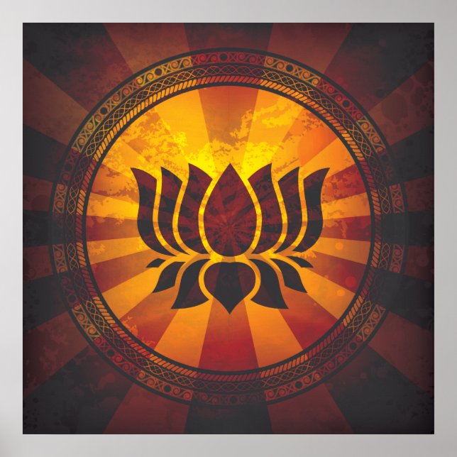 Vintage Lotus Flower Impressão (Frente)