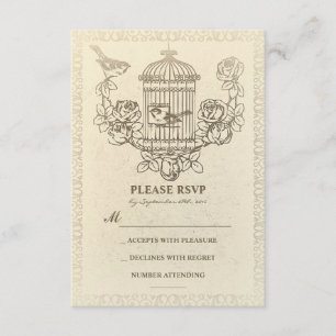vintage love bird cage casamento Cartões RSVP