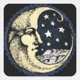 Vintage-lua-com-estrelas QUADRADAS da ETIQUETA