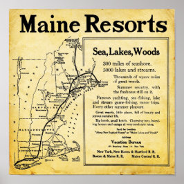 Vintage Maine Resorna Com Impressões Map