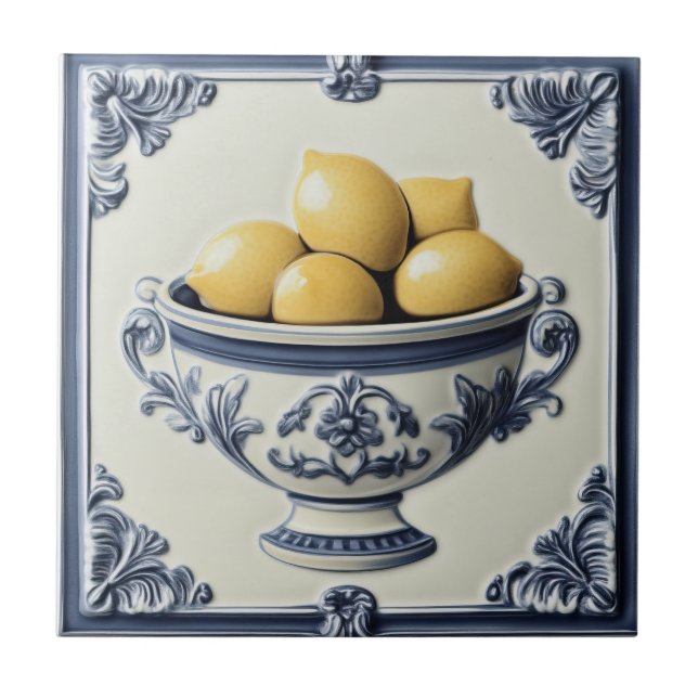 Vintage Majolica Azulejos de Lemon (Frente)