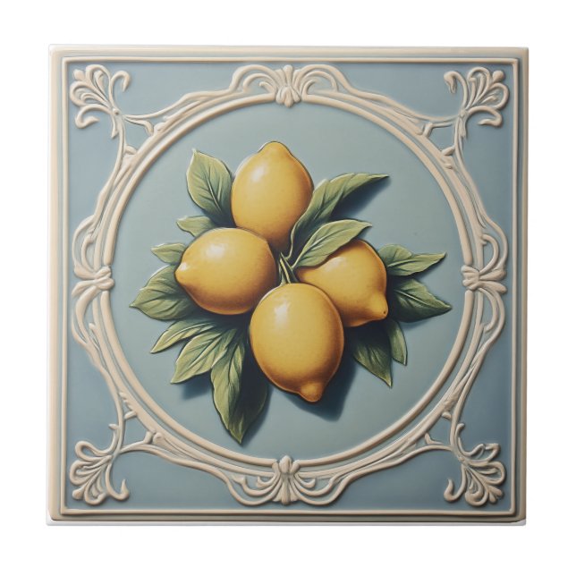 Vintage Majolica Azulejos de Lemon (Frente)