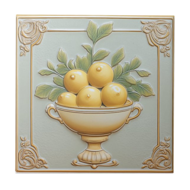 Vintage Majolica Azulejos de Lemon (Frente)