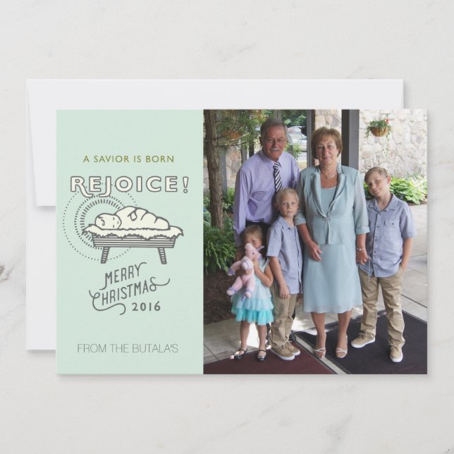 Vintage Manger Cartão de Natal Religioso (Frente)