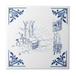 Vintage Manning Enviando para fora Azul Delft e Br