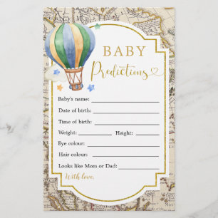 Vintage Map Ar Quente Balão Bebê Predições
