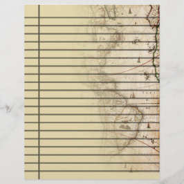 Vintage Map Lined Scrapbook Paper