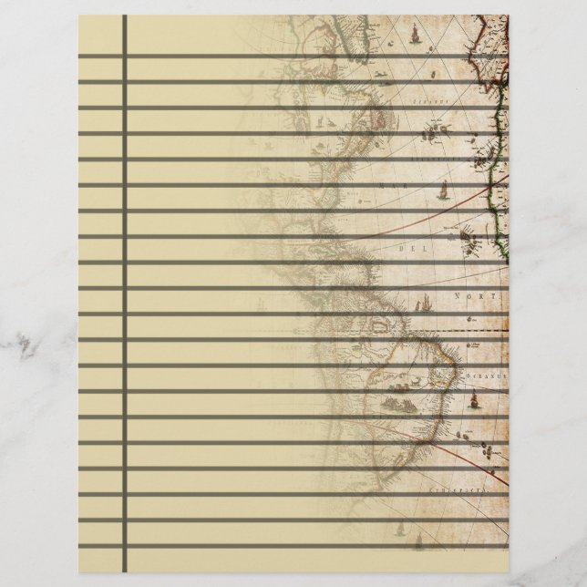 Vintage Map Lined Scrapbook Paper (Frente)