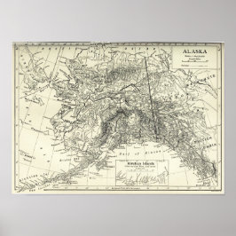 Vintage Map of Alaska Impressão