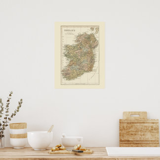 Vintage Map of Ireland 1862 Poster