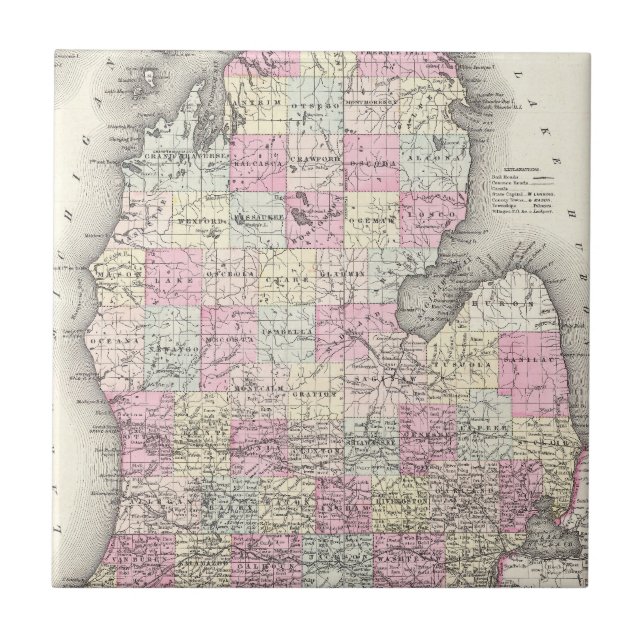 Vintage Map of Michigan (1855) (Frente)