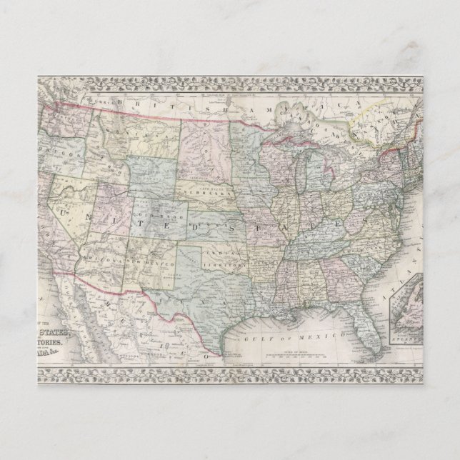 Vintage Map of the United States Scrapbook Paper (Frente)