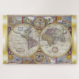 Vintage - Mapa do Mundo Antigo - Quebra-cabeça