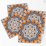 Vintage marroquino Mosaico Laranja Azul Azulejo ce<br><div class="desc">Um mosaico marroquino em estilos angustiados pintou um duvet do padrão do azulejo. Caçadas de pincel orgânicas e lavagens em apuros para um estilo de terra,  e um sentimento antigo. Matizes azuis laranja.</div>